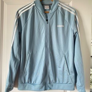 adidas Light Blue Women's Track Jacket with White 3-Stripes